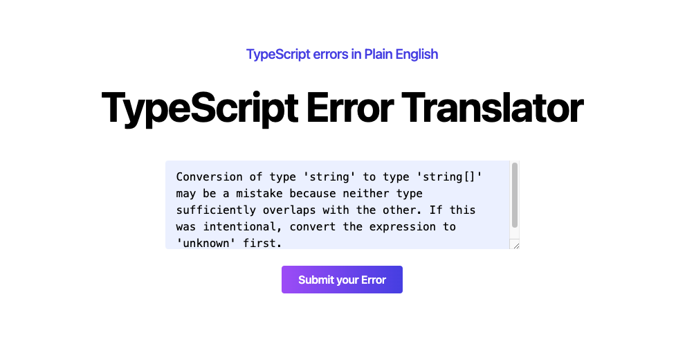 Typescript Error Translator | Code #2352